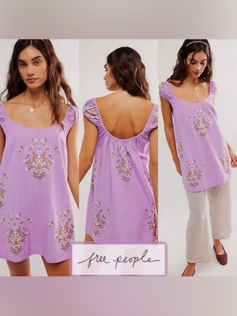 Free People Embroidered Linen Dress